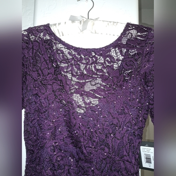 Marina Sequin/Lace Sheath Dress Purple Size XS - Picture 5 of 13